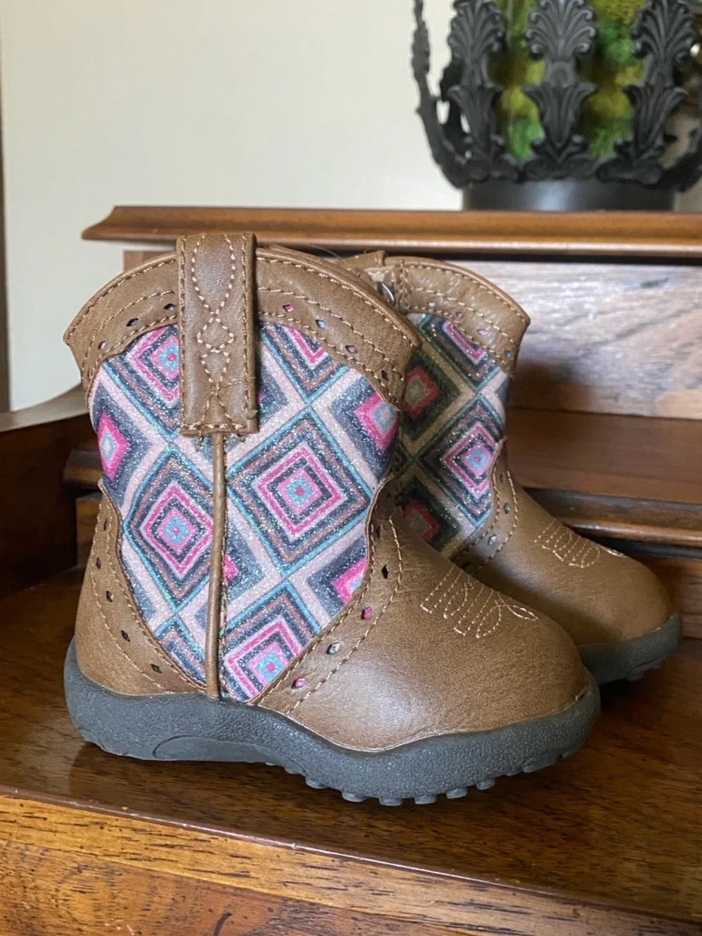 Roper CowBabies glitter geo tan Infants boots 🆕